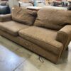 Brown and Black Stripped Fabric Double Cushion Sofa