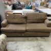 Brown and Black Stripped Fabric Double Cushion Sofa
