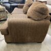 Brown and Black Stripped Fabric Double Cushion Sofa