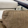 Brown and Black Stripped Fabric Double Cushion Sofa