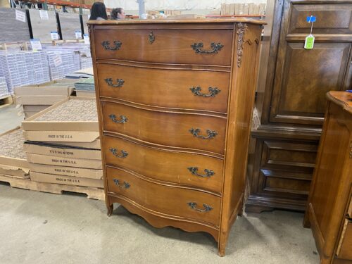 Vintage Serpentine 5 Drawer Tallboy Dresser