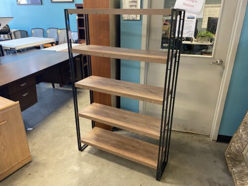 Modern Industrial 5 Tier Faux Wood Bookshelf