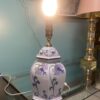 White Ceramic Lamp with Blue Flowers