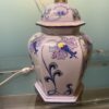 White Ceramic Lamp with Blue Flowers