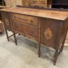 Vintage Multi-Toned Wood Console Table with Lathe Spun Legs