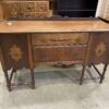 Vintage Multi-Toned Wood Console Table with Lathe Spun Legs