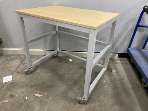 NEW! Blonde Wood Topped Steel Frame Rolling Kitchen Cart