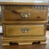Oak Night Stand w/ Intricate Wood & Metal Handles