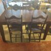 Rectangular Butterfly Extendable Table in Medium Brown with Four Chairs