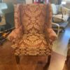 Red and Gold Damask Print Wingback Chair