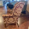 Red and Gold Damask Print Wingback Chair