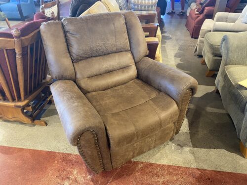 Wide Recliner Chair with Nailhead Detail on the Arms