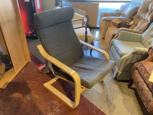 IKEA Birch Veneer Poang Chair - Dark Blue