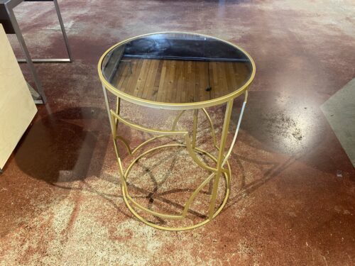 Gold with Mirrored Top Circular Modern End Table