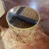 Gold with Mirrored Top Circular Modern End Table