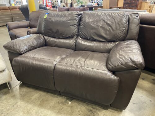Dark Brown Leather Power Reclining Loveseat