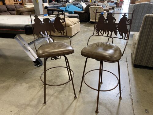 Tres Amigos Rustic Iron Set of 2 Bar Stools