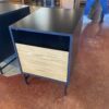 Black Oak Soft Close Nightstand with Natural Wood Door