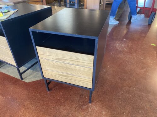 Black Oak Soft Close Nightstand with Natural Wood Door