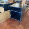 Black Oak Soft Close Nightstand with Natural Wood Door