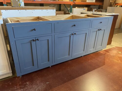 82"W Vanity with Soft Close Drawers in Stormy Blue