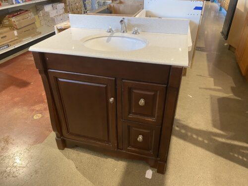 37.25"W Dark Brown Single Sink Vanity