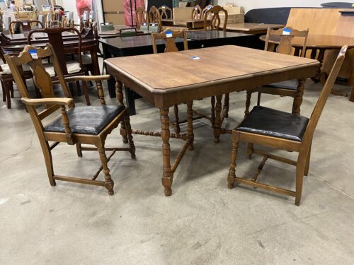 Vintage Wood Dining Table with 4 Chairs