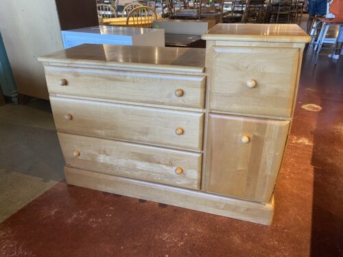 Blonde Changing Table and Dresser with Rounded Sides