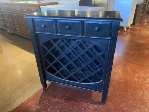 Credenza with Wine Rack Storage in Black