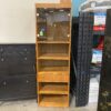 Vintage Wood Bookcase with Glass Cabinet