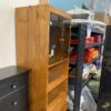 Vintage Wood Bookcase with Glass Cabinet