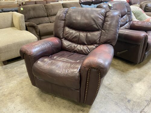 Black Cherry Leather Recliner with Grommet Details