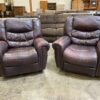 Black Cherry Leather Recliner with Grommet Details