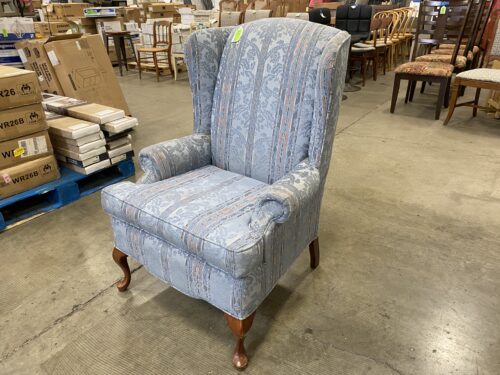 RIVERSIDE Light Blue Wingback Chair with Filigree Pattern