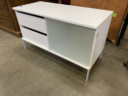 White Sideboard with Sliding Glass Cabinet