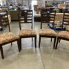Set of 4 Dark Wood Ladder Back Chairs with Paisley Upholstered Seats