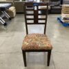 Set of 4 Dark Wood Ladder Back Chairs with Paisley Upholstered Seats