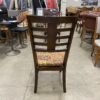 Set of 4 Dark Wood Ladder Back Chairs with Paisley Upholstered Seats