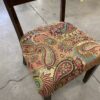 Set of 4 Dark Wood Ladder Back Chairs with Paisley Upholstered Seats