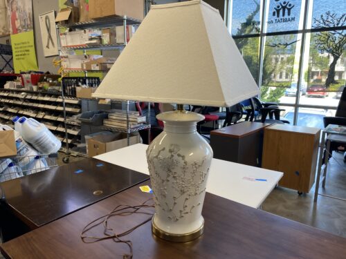 Vintage Ceramic Table Lamp with Floral Motif