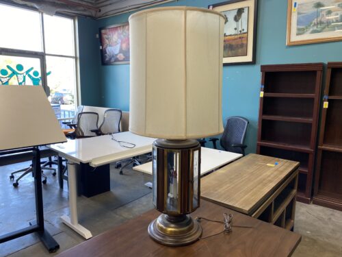 Vintage MCM Glass Cabinet Candelabra Table Lamp