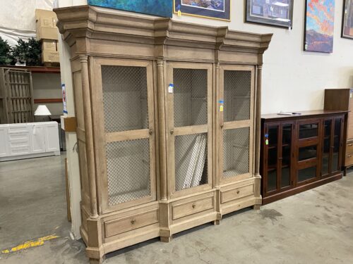 COLLECTED BY SCHWUNG Large Unfinished Display Cabinet with Wire Paneled Doors