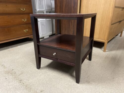Dark Brown Wooden Side Table w/ Drawer