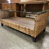 Dark Wicker Open Coffee Table w/ Glass Top