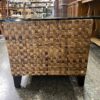 Dark Wicker Open Coffee Table w/ Glass Top