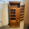 Tall Oak Storage Armoire with Shelves and Right Shoe Compartments