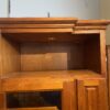 Tall Oak Storage Armoire with Shelves and Right Shoe Compartments