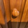 Tall Oak Storage Armoire with Shelves and Right Shoe Compartments