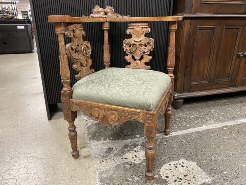 Antique Hand Carved Ornate Corner Chair
