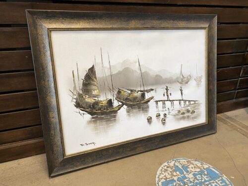 Original Signed Framed Nautical Oil Painting by F. Sing